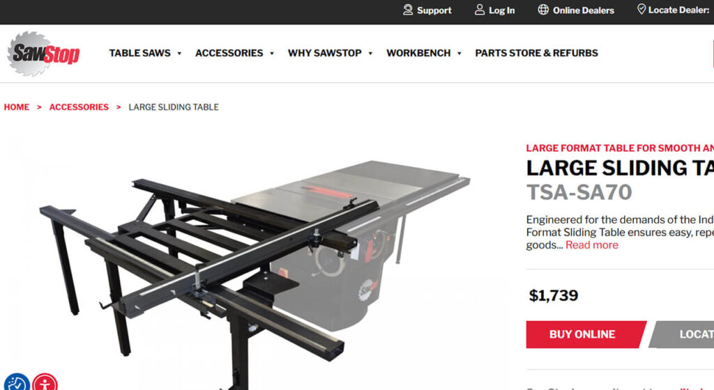SawStop Large Sliding Table (TSA-SA70)