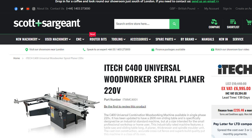 ITECH C400 Universal Woodworker Spiral Planer