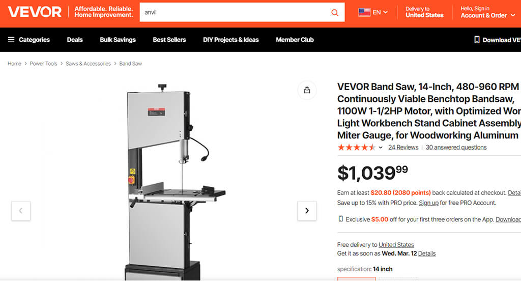 VEVOR Band Saw