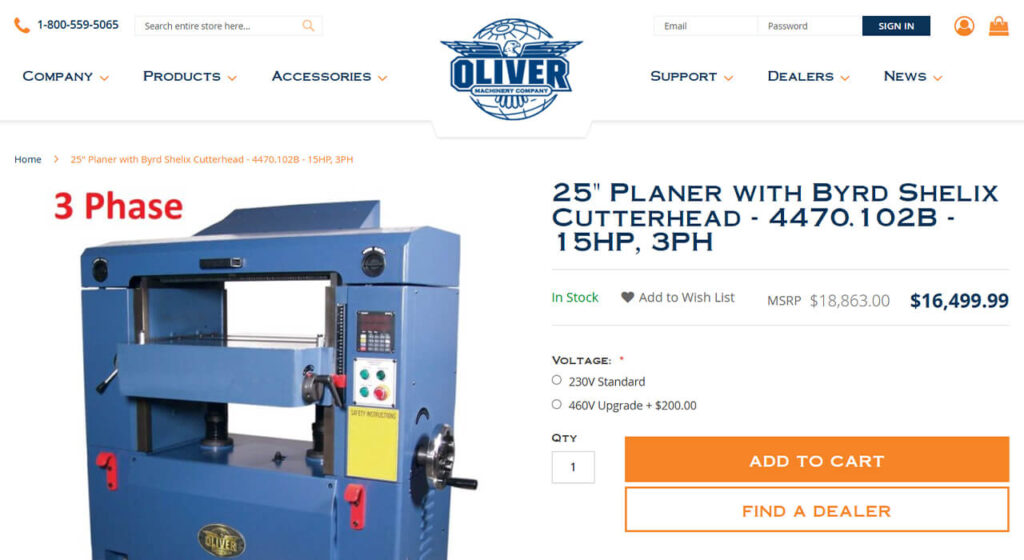 Oliver 25″ Planer