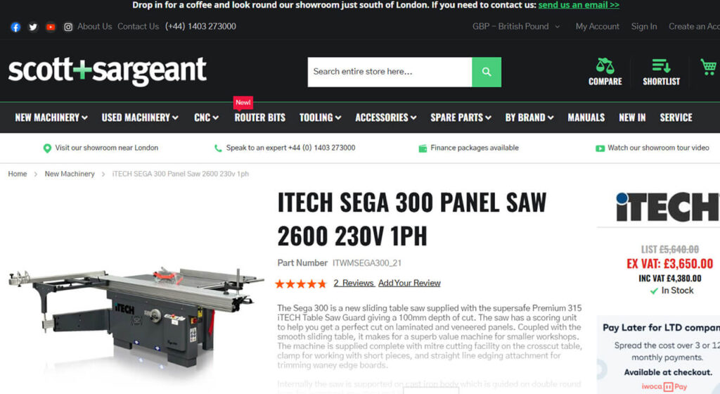 iTECH SEGA 300 Panel Saw 2600 230v 1ph