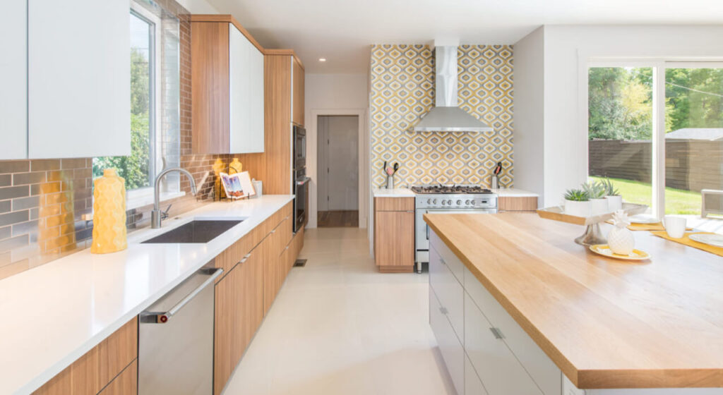 Wood grain modern kitchens