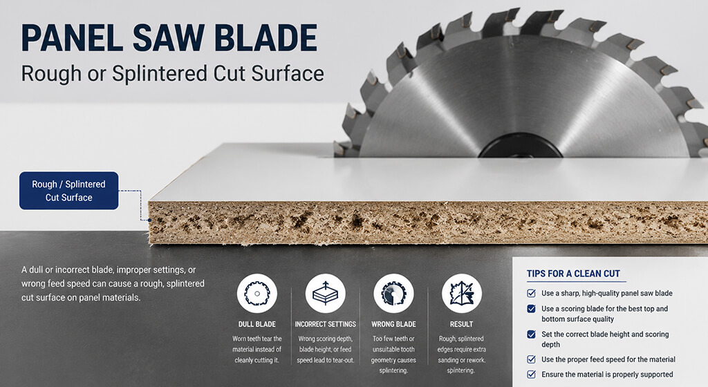 Panel Saw Blade Rough or Splintered Cut Surface